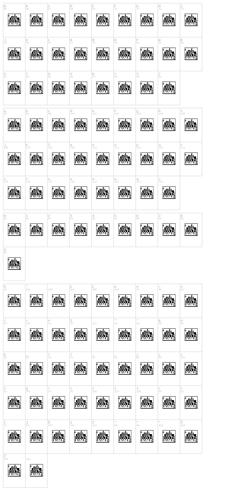 Odin Spear font map